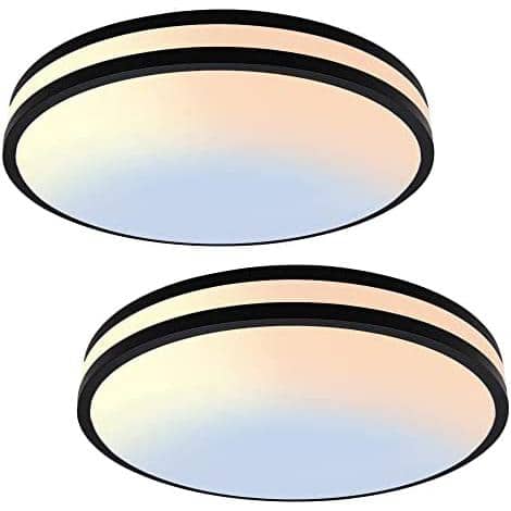 13 in. Matte Black LED Flush Mount 3000K Warm Light Convertible Ceiling Light Fixture (2-Pack)