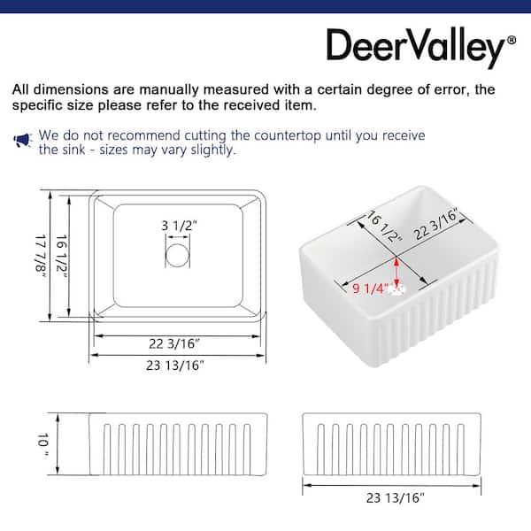 Perch 24 in. Farmhouse Apron Front Single Bowl Kitchen Sink in White Ceramic, Grid and Strainer Included