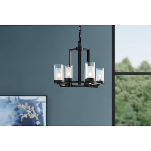 Samantha 6-Light Round Chandelier Integrated LED Down MB CFGs Matte Black, Dining Room Chandelier