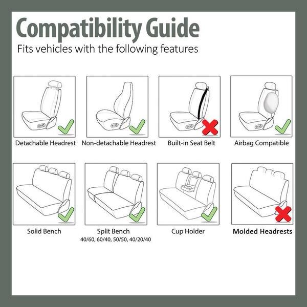 Supreme Twill Fabric 47 in. x 23 in. x 2 in. Universal Fit Full Set Car Seat Covers