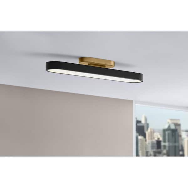 Vanderhoven 27.5 in. 33-Watt Matte Black and Gold Integrated LED Flush Mount
