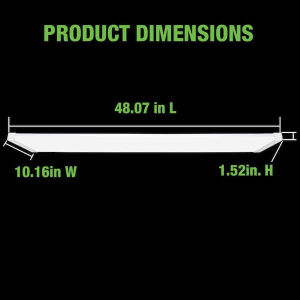 48 in. x 10 in. 4200 Lumens White Wood End Caps Integrated LED Panel Light 3000K 4000K 5000K Dimmable (12-Pack)