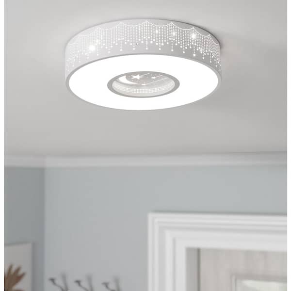 15.7 in. 1-Light White Simple Circle Star Creative Design 20-Watt Integrated LED Flush Mount Ceiling Light