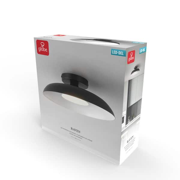 12.5 in. 21-Watt Modern Matte Black Integrated LED Flush Mount Ceiling Light with Black Metal Shade