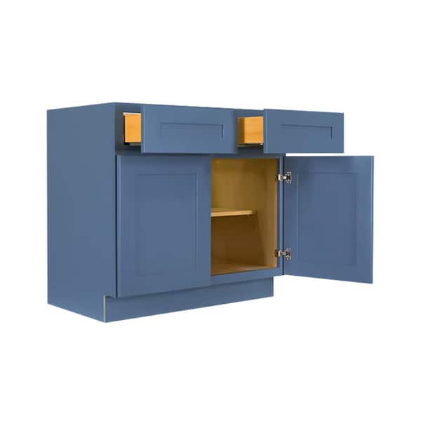 Lancaster Blue Plywood Shaker Stock Assembled Base Kitchen Cabinet 33 in. W x 34.5 in. D H x 24 in. D