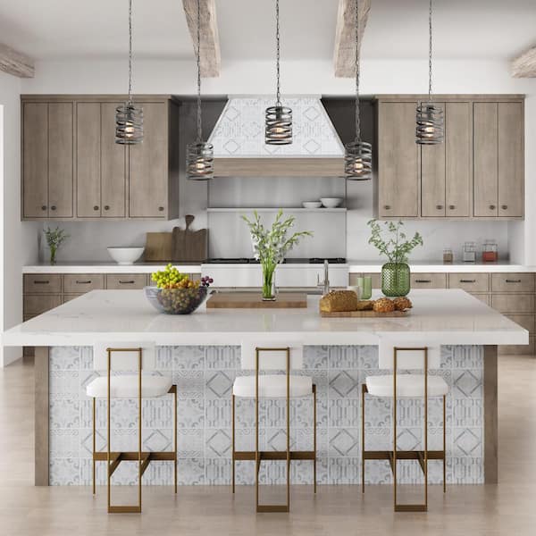 Brushed Gray Modern 1-Light Pendant Drum Cage Kitchen Island High Ceiling Light