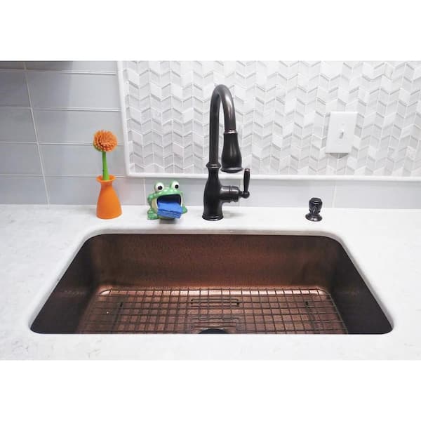 Rivera 31 in. Undermount Single Bowl 16 Gauge Antique Copper Kitchen Sink