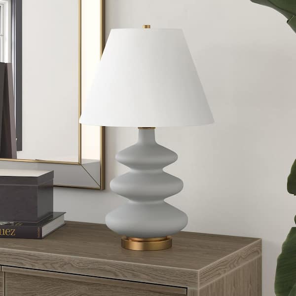 Carleta 26.5 in. Cool Gray Triple Gourd Table Lamp