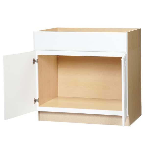 Hampton 36 in. W x 24 in. D x 34.5 in. H Assembled Accessible ADA Sink Base Kitchen Cabinet in Satin White without Shelf