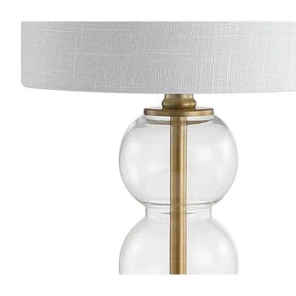 February 21 in. Clear/Brass Gold Glass/Metal LED Table Lamp