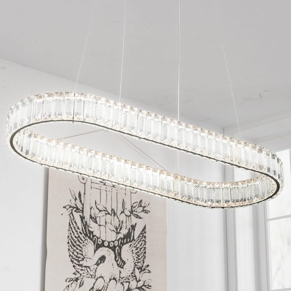 Jefferson 1-Light Clear/Chrome Unique Integrated LED Chandelier with Crystal Accents