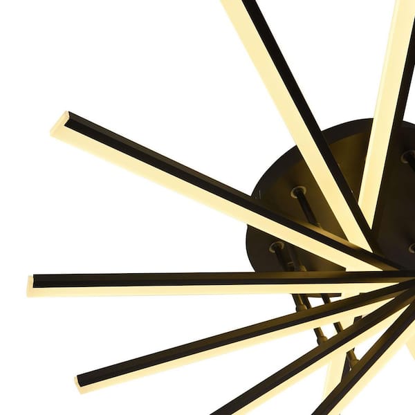 42.5 in. 7-Light Black Integrated LED Modern Creative Flush Mount Ceiling Lamp