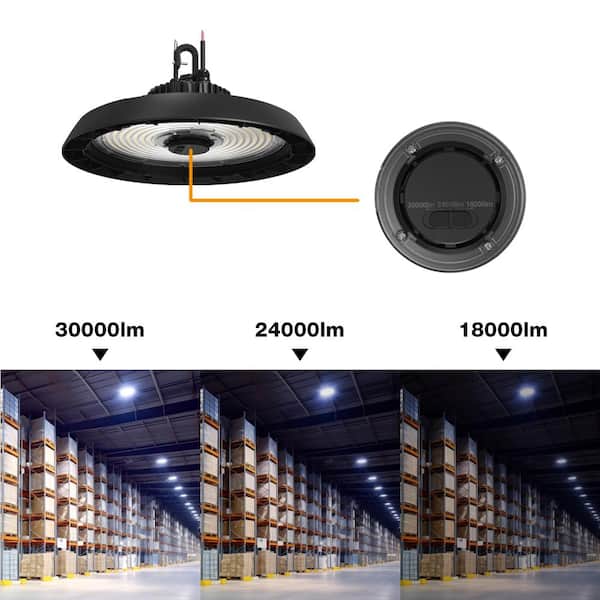 14 in. Black Integrated LED Dimmable High Bay Light at 30000 Lumens, 5000K Daylight