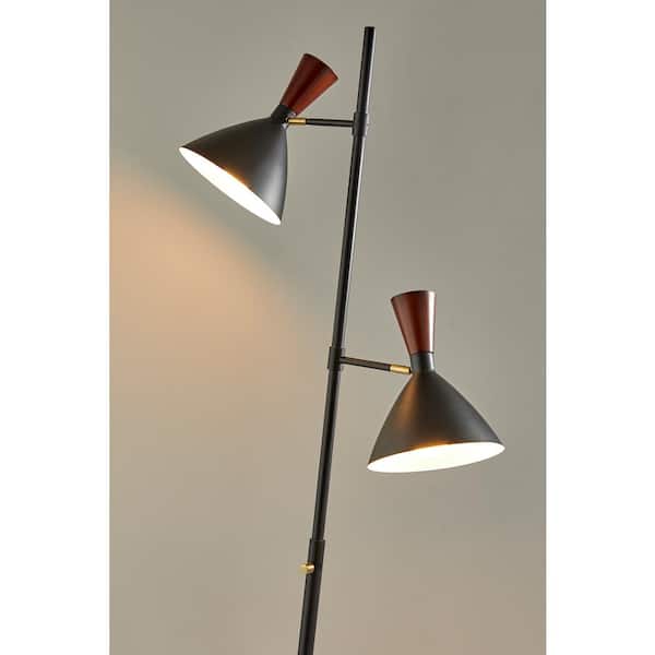 Arlo 67.25 in. Black and Walnut Tree Lamp