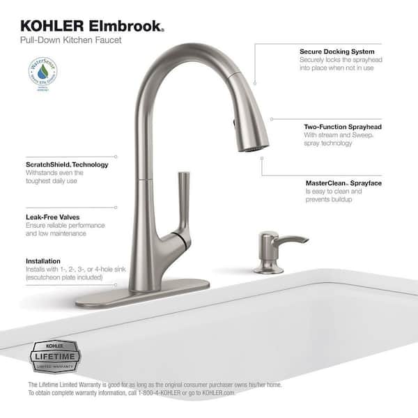 Elmbrook Single-Handle Pull-Down Sprayer Kitchen Faucet in Vibrant Stainless