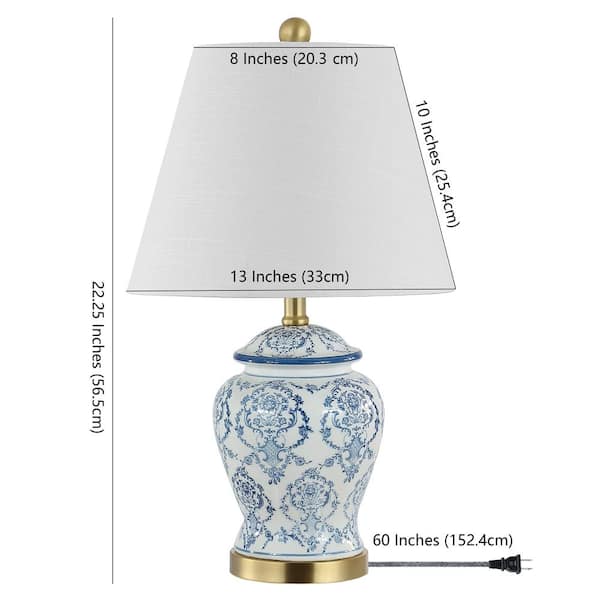 Juliana 22.25 in. Blue/White Traditional Classic Chinoiserie Ceramic LED Table Lamp