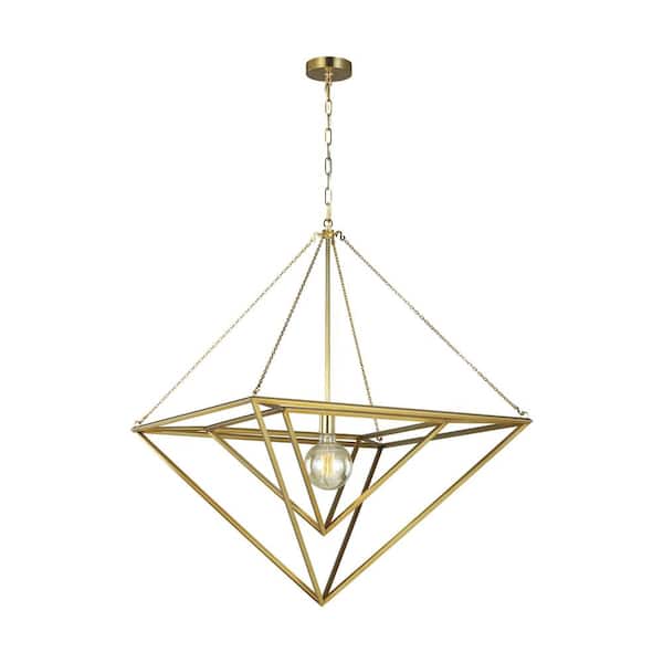 Carat Large 1-Light Burnished Brass Cage Pendant Light
