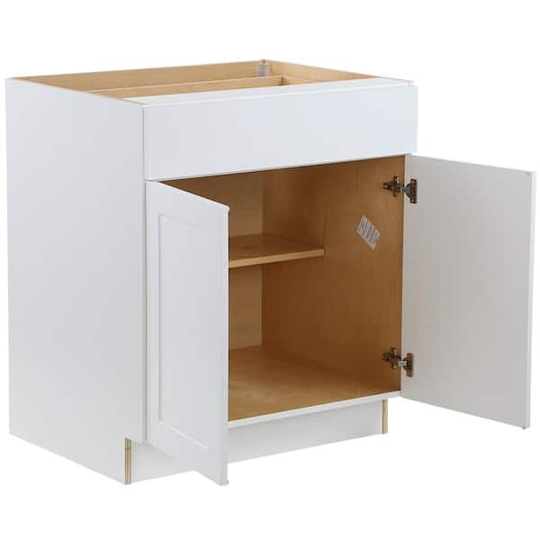 Cambridge White Shaker Assembled Base Kitchen Cabinet with Soft Close Full (30 in. W x 24.5 in. D x 34.5 in. H)