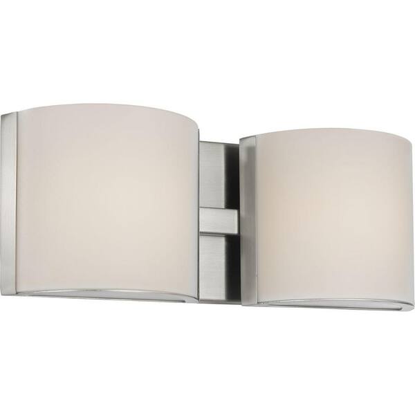 Blanco LED Collection 2-Light Brushed Nickel Etched Glass Modern Bath Vanity Light