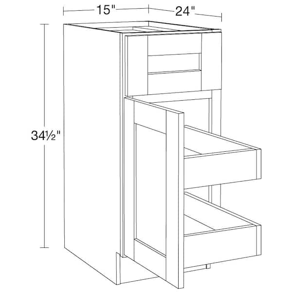 Washington Vessel Blue Plywood Shaker Assembled Base Kitchen Cabinet Soft Close 15 in W x 24 in D x 34.5 in H