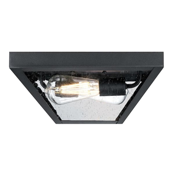 Wyndham 2-Light Textured Black Outdoor Flush Mount