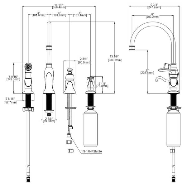 Madison Single-Handle Standard Kitchen Faucet with Side Sprayer with Soap Dispenser in Satin Nickel