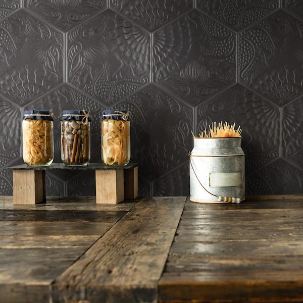 Gaudi Hex Black 8-5/8 in. x 9-7/8 in. Porcelain Floor and Wall Tile (11.5 sq. ft./Case)