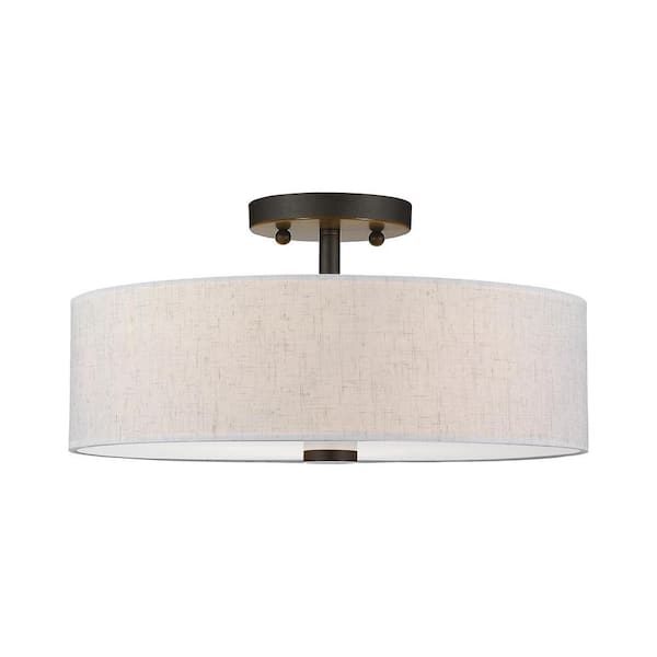 Somerhill 3 Light English Bronze Semi Flush Mount