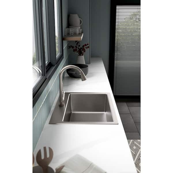 Cursiva Stainless Steel 27 in. Single Bowl Top-Mount/Undermount Kitchen Sink