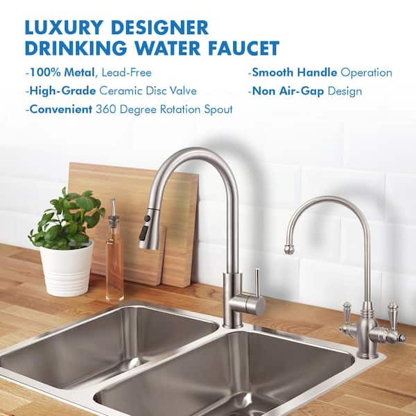 Arlington 2-Handle Instant Hot and Cold Reverse Osmosis Drinking Water Dispenser Faucet in Brushed Nickel