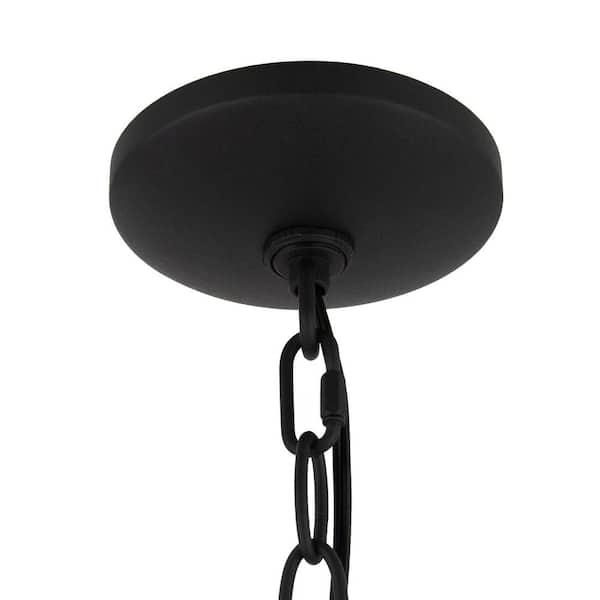 3-Light Matte Black Dome Pendant Light with Glass Shade