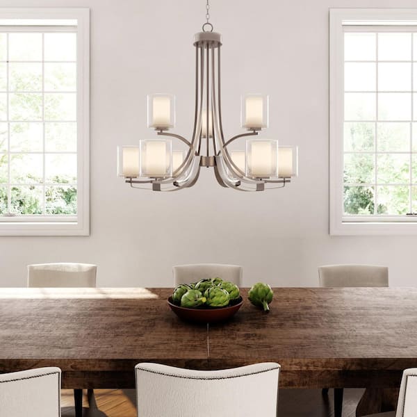 Parsons Studio 9-Light Brushed Nickel Modern Chandelier for Dining Room