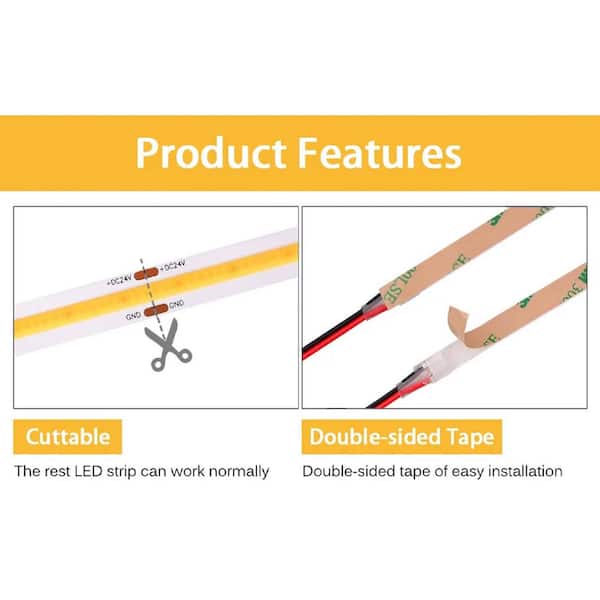 9.8 ft. Hardwired/Plug-in LED Light Dimmable, Cuttable 3000k Warm Light Integrated LED Strip Light