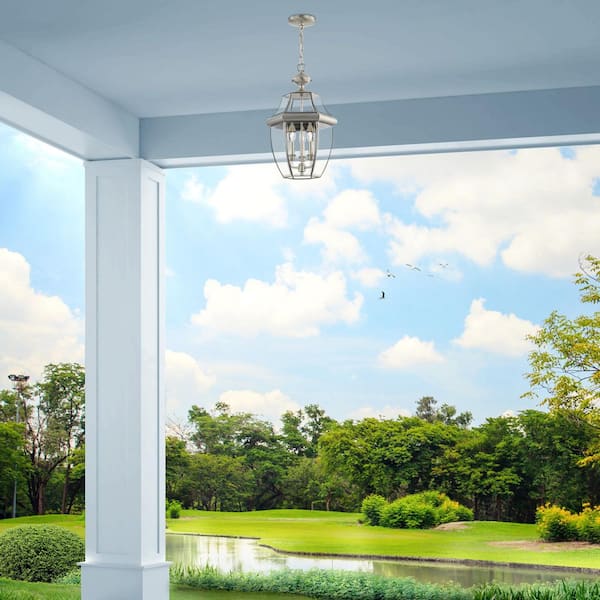 Monterey 3 Light Brushed Nickel Outdoor Pendant Lantern