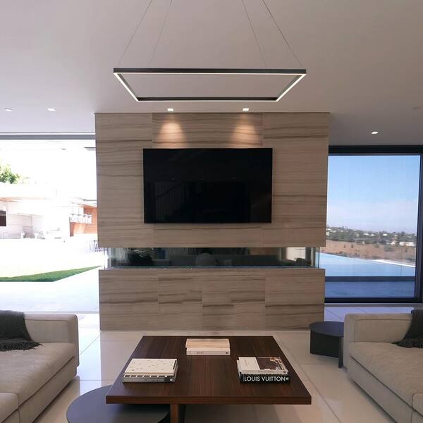 Atria Square 39 in. 62-Watt Black Modern ETL Certified Integrated LED Pendant Height Adjustable