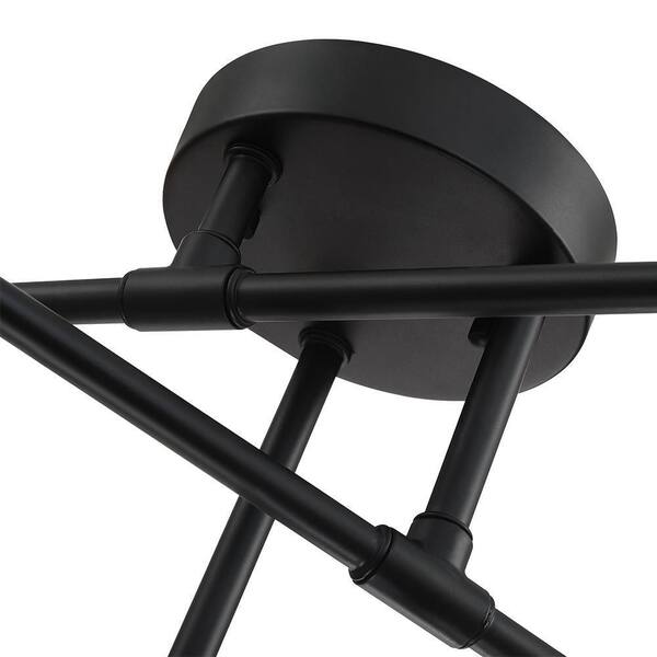 Trident 25.5 in. 6-Light Black and Gold Sputnik Semi Flush Mount Ceiling Light