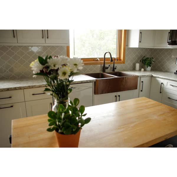 Adams 36 in. Undermount Farmhouse Double Bowl 16 Gauge Antique Copper Kitchen Sink