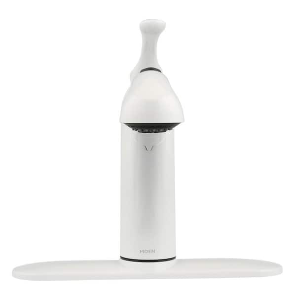 Banbury Single Handle Deck Mount Pull Out Sprayer Kitchen Faucet with Power Clean Deckplate Included in Matte White