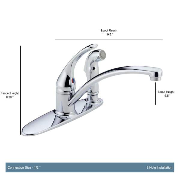 Foundations Single-Handle Standard Kitchen Faucet with Side Sprayer in Chrome