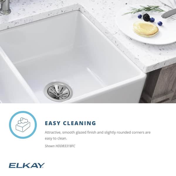 Burnham White Fireclay 33 in. Double Bowl Farmhouse Apron Kitchen Sink