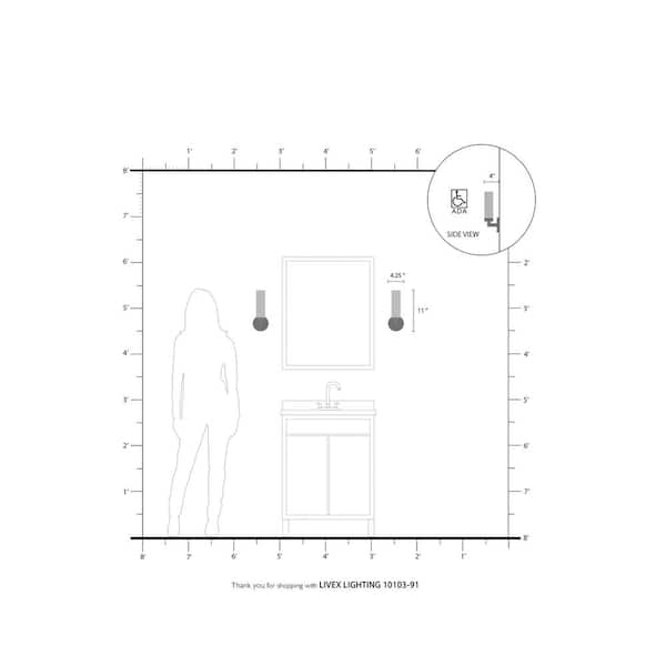 Aero 1 Light Brushed Nickel ADA Wall Sconce