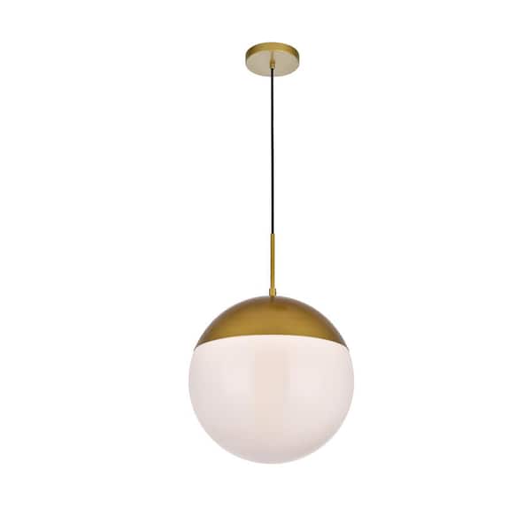Timeless Home Ellie 1-Light Brass Pendant with Frosted Glass Shade