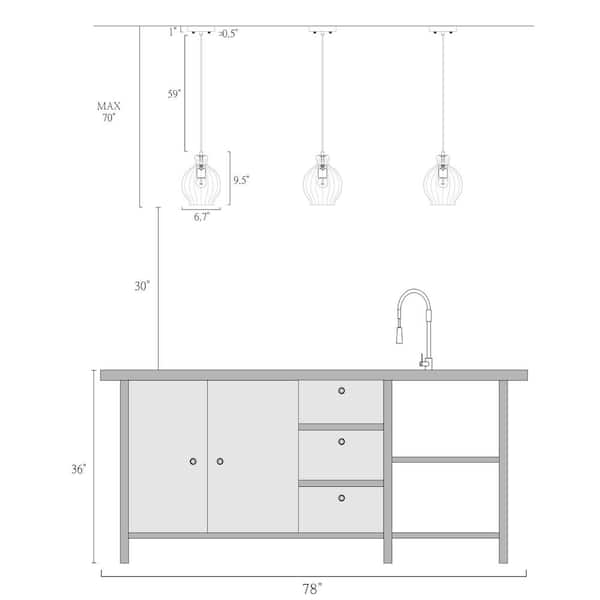 Transitional Bell Kitchen Island Pendant Light 1-Light Black and Brass Modern Pendant Light with Clear Glass Shade