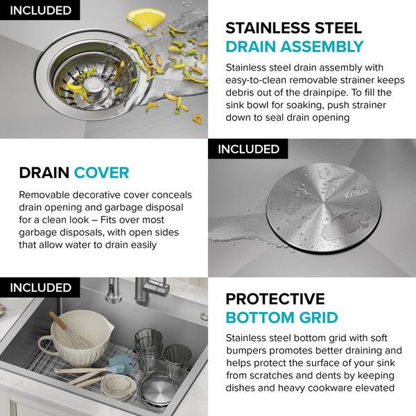 Loften Stainless Steel 33 in. Single Bowl Drop-In/Undermount Kitchen Sink with Pull Down Faucet in Spot Free Stainless