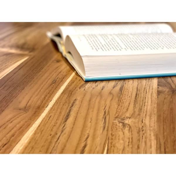 5 ft. L x 30 in. D Finished Teak Solid Wood Butcher Block Desktop Countertop With Live Edge