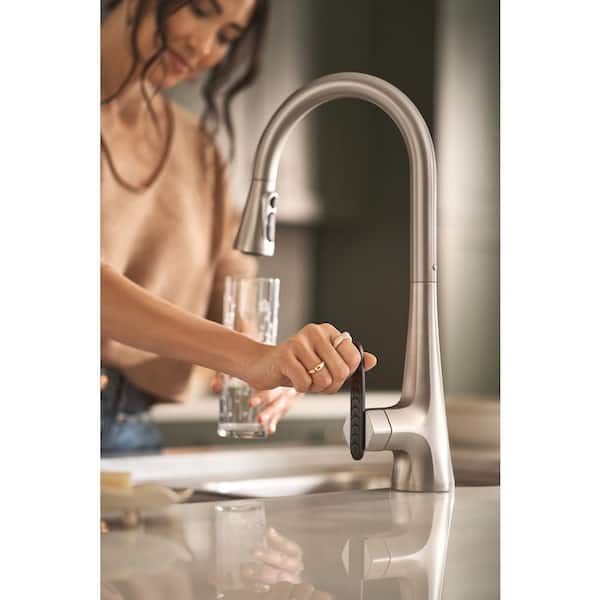 Sinema Single-Handle Smart Touchless Pull Down Sprayer Kitchen Faucet with Voice Control and Power Boost in Stainless