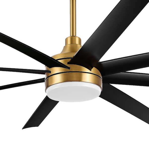 Archer 65 in. Integrated LED Indoor Black-Blades Gold Ceiling Fan with Light and Remote Control Included