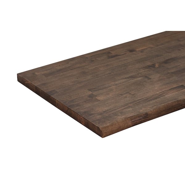 6 ft. L x 39 in. D Walnut Stained Hevea Butcher Block Countertop in With Live Edge