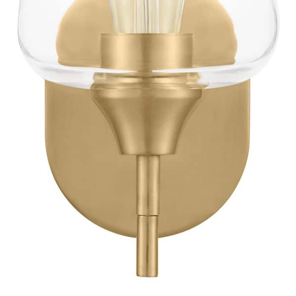 Pavlen 5.5 in. 1-Light Antique Brass Sconce with Clear Glass Shade