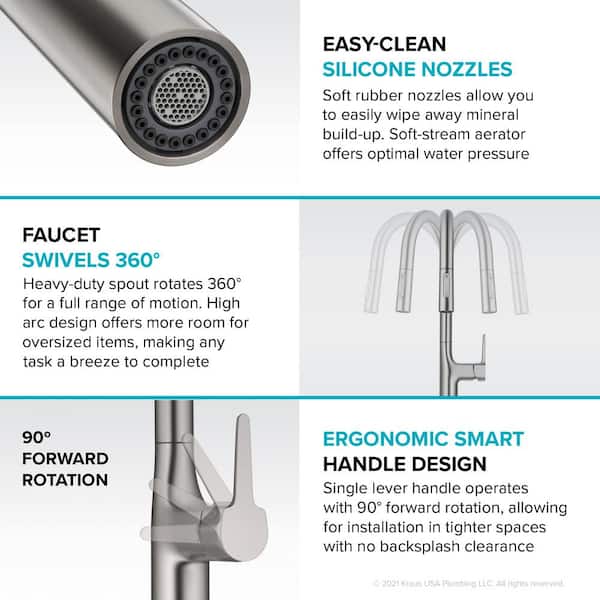 Oletto Single Handle Touch Pull Down Sprayer Kitchen Faucet in Matte Black